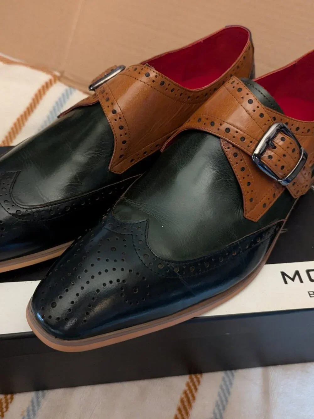 MORRETi Black Label Mens Oxfords Green/Olive/Tan 10.5